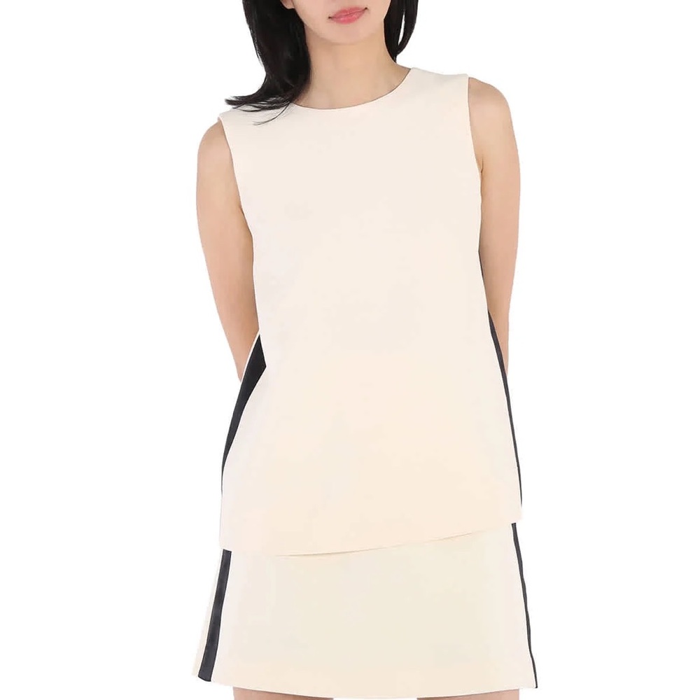 Burberry Ladies Sleeveless Wool Silk Satin Stripe Top Multiple Sizes